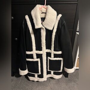 Levi's Women's Long Faux Leather Jacket With Faux Sherpa